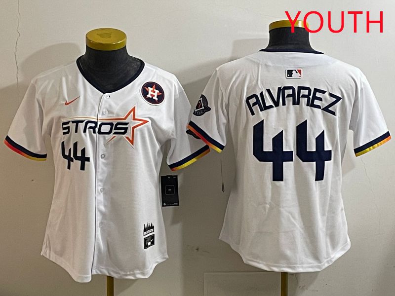 Youth Houston Astros #44 Alvarez White three generations Joint Name Nike 2025 MLB Jersey style 7
